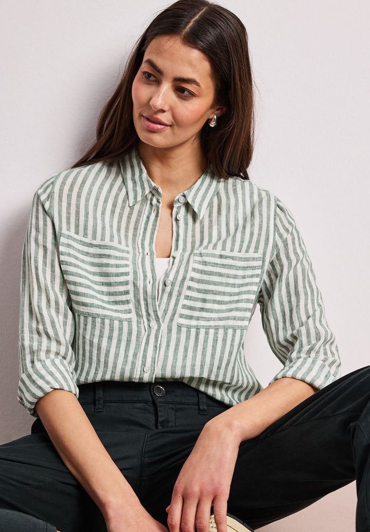 Langarm Hemdbluse aus Leinen