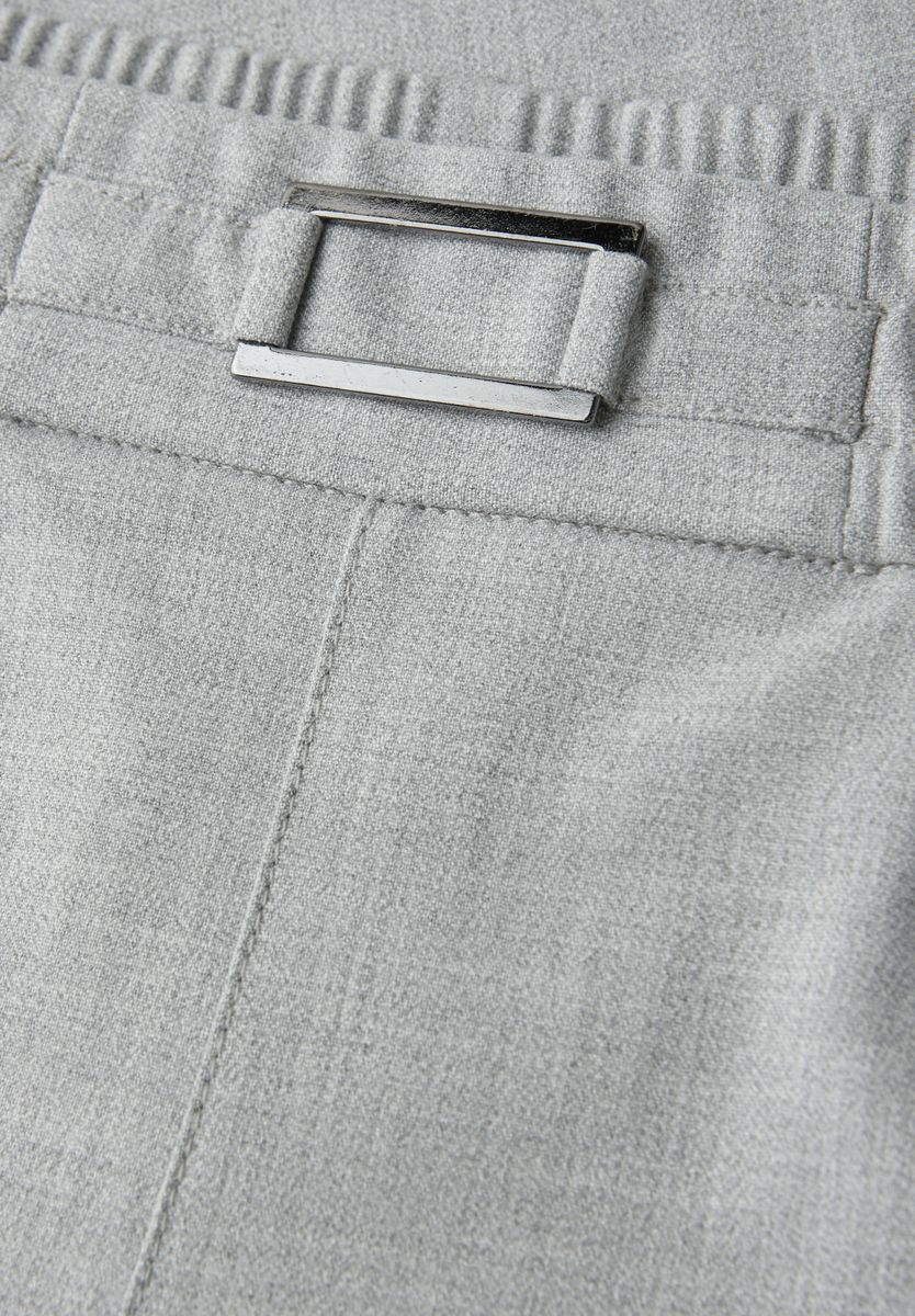 Mid Waist Slim Leg Hose mit Schnalle