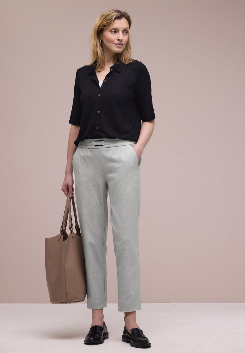 Mid Waist Slim Leg Hose mit Schnalle
