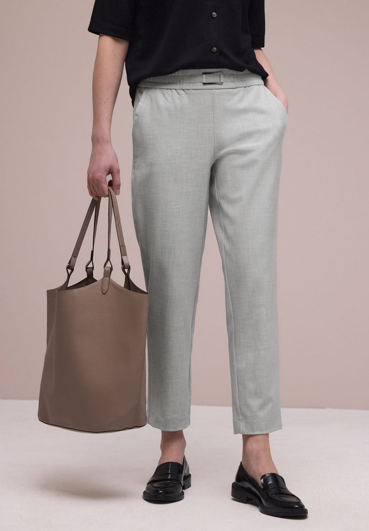 Mid Waist Slim Leg Hose mit Schnalle