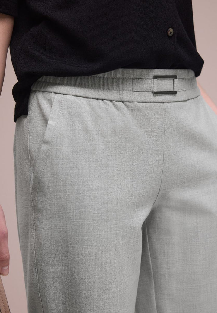 Mid Waist Slim Leg Hose mit Schnalle