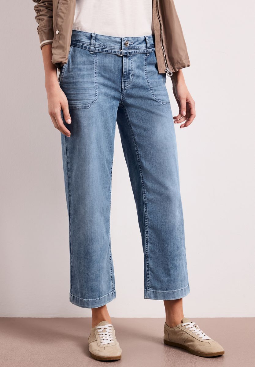Mid Waist Wide Leg Jeans im Loose Fit