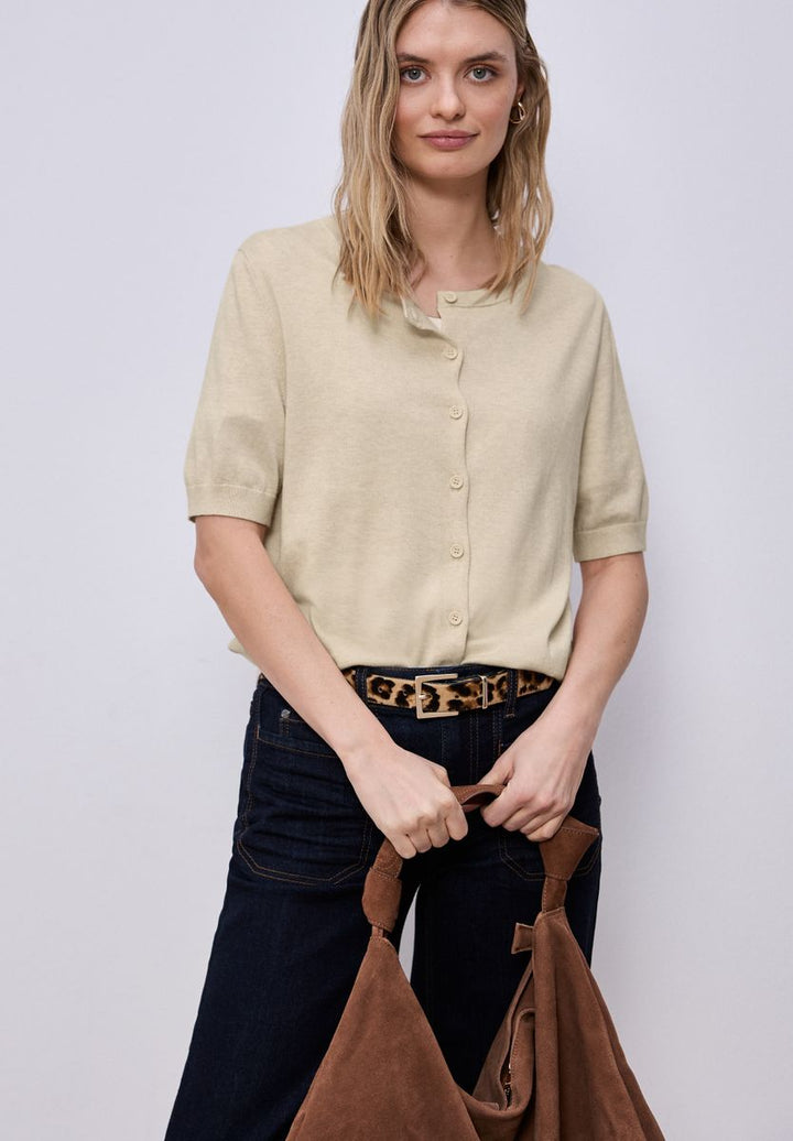 Kurzarm Cardigan mit Rundhals