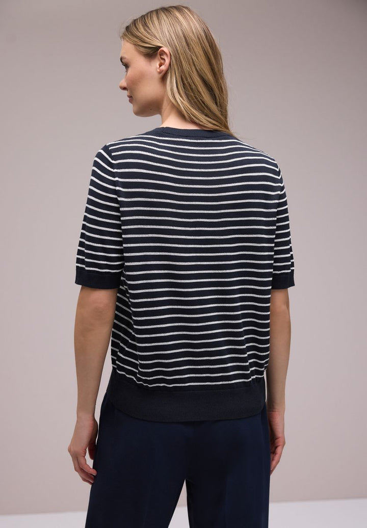 Kurzarm Pullover mit Streifenmuster