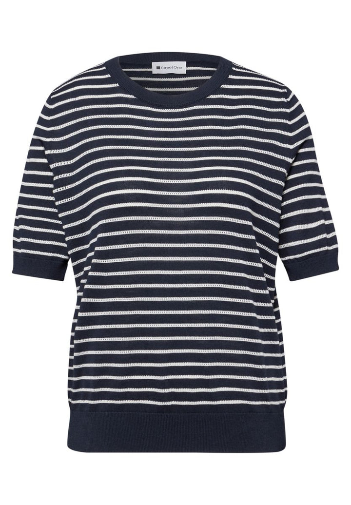 Kurzarm Pullover mit Streifenmuster