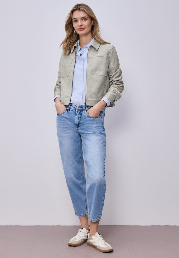 Jacke mit Fischgrätmuster und Zipper