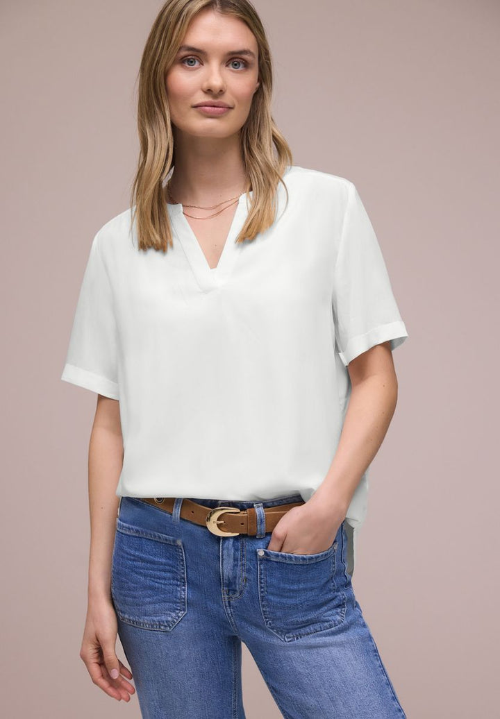 Kurzarm Bluse mit Turn-Up