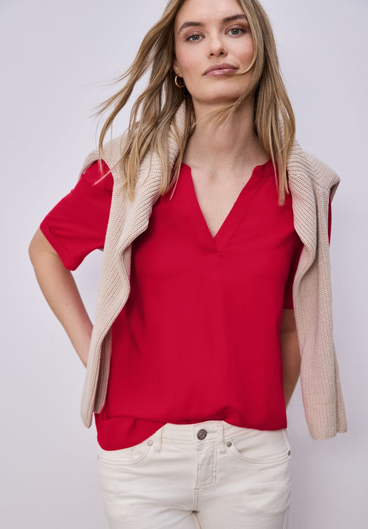 Kurzarm Bluse mit Turn-Up