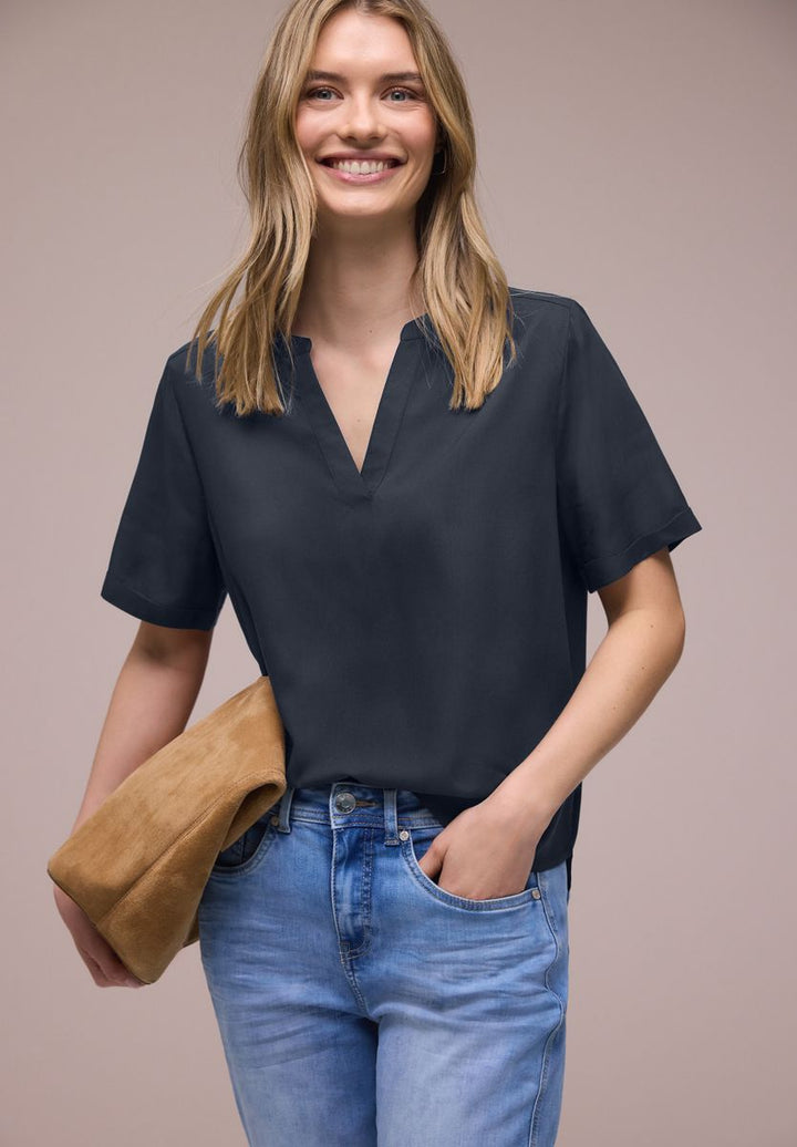 Kurzarm Bluse mit Turn-Up