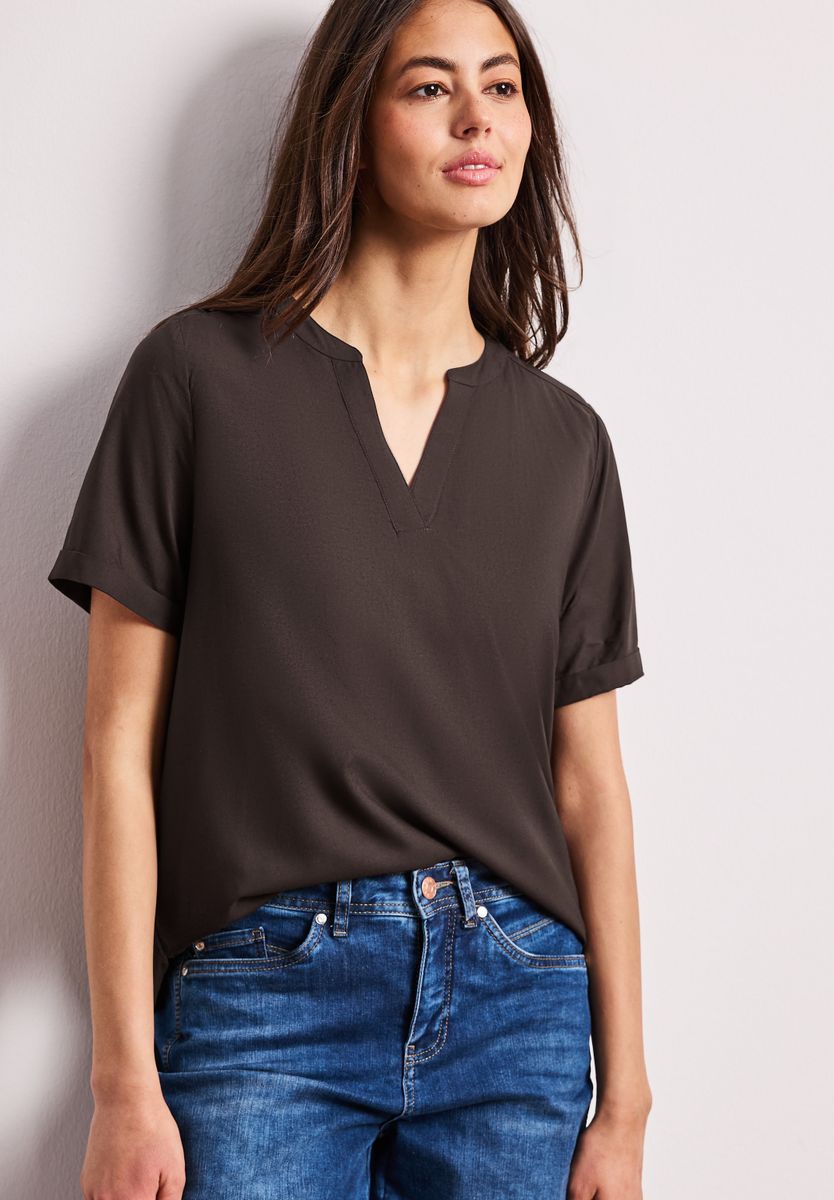 Kurzarm Bluse mit Turn-Up