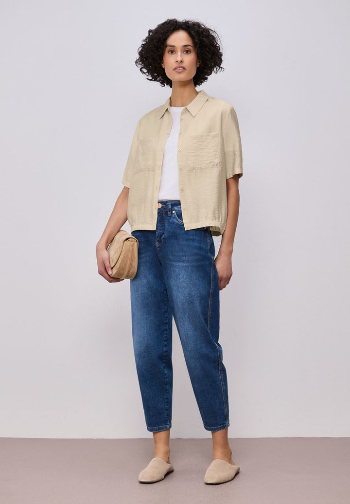 Kurzarm Bluse mit Elastiksaum