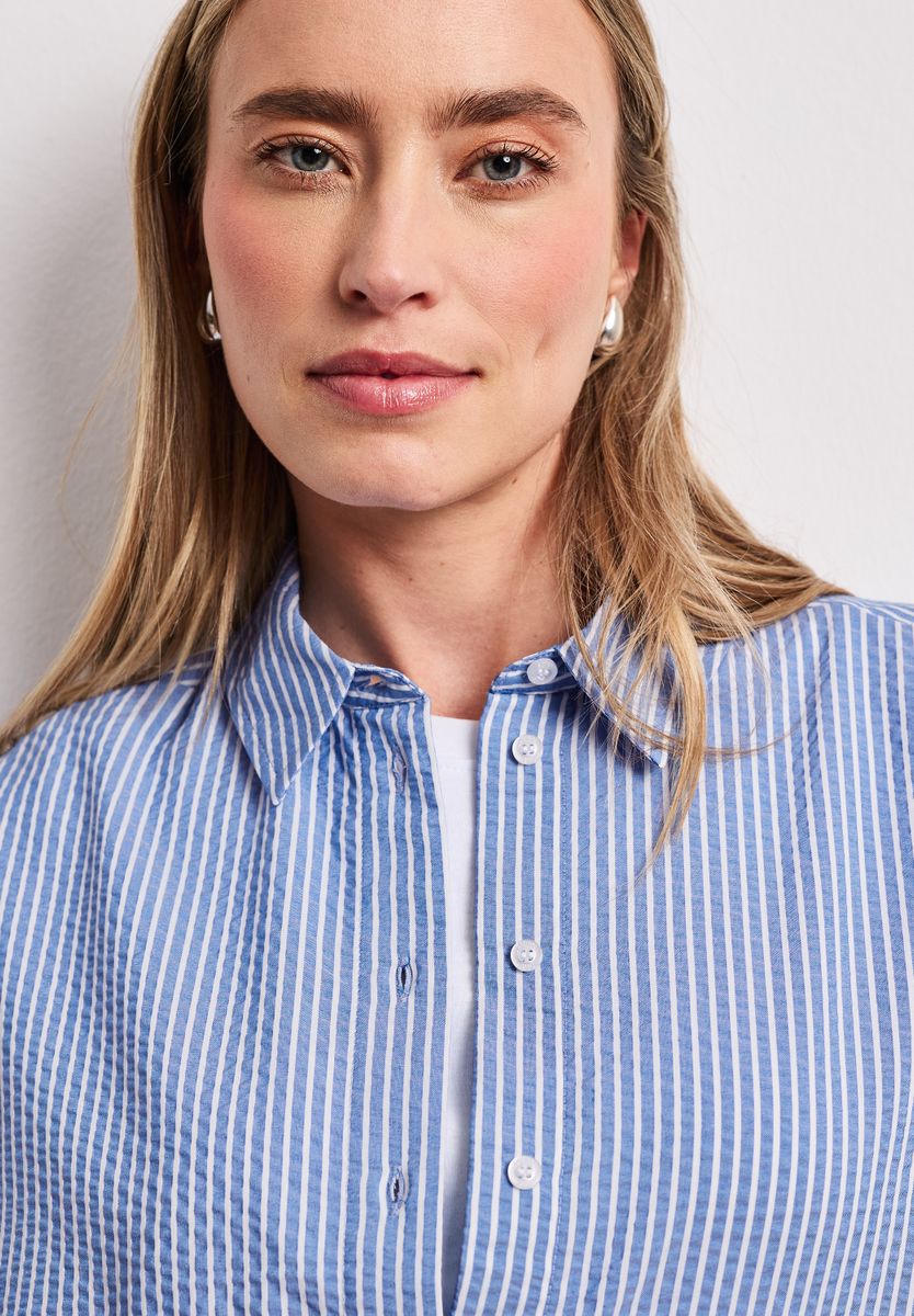 Langarm Bluse aus Seersuckerqualität