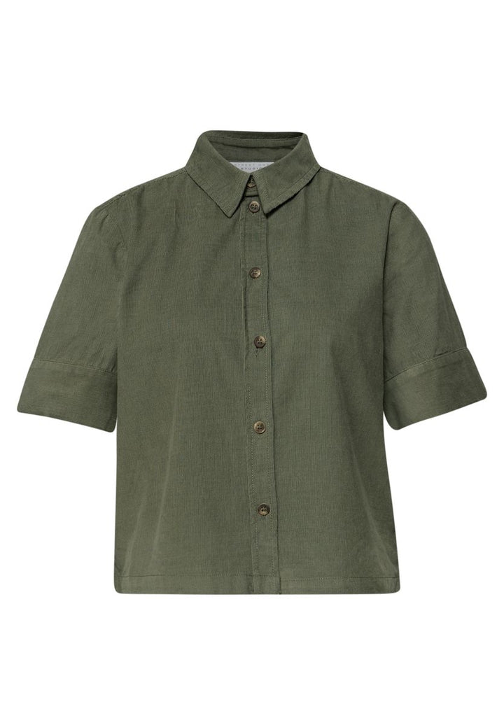 Kurzarm Bluse in Cord-Qualität