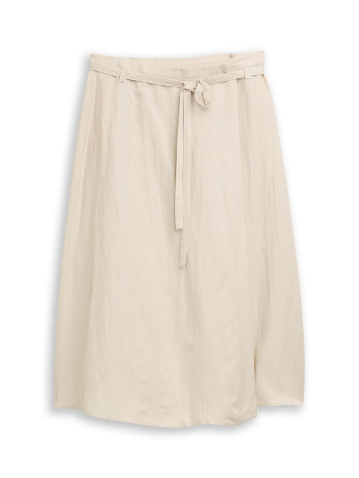 High Waist Wickelrock mit Leinenanteil