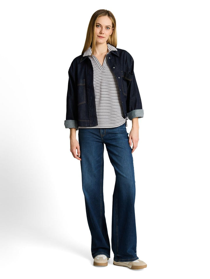 Loose Fit Jacquard T-Shirt mit Polokragen