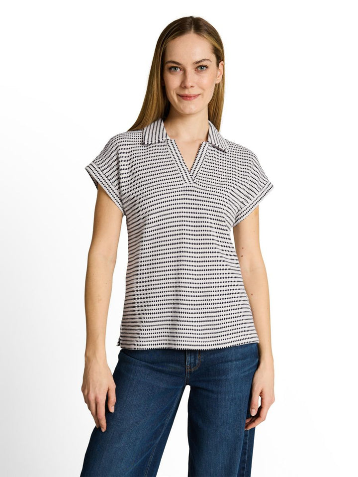 Loose Fit Jacquard T-Shirt mit Polokragen