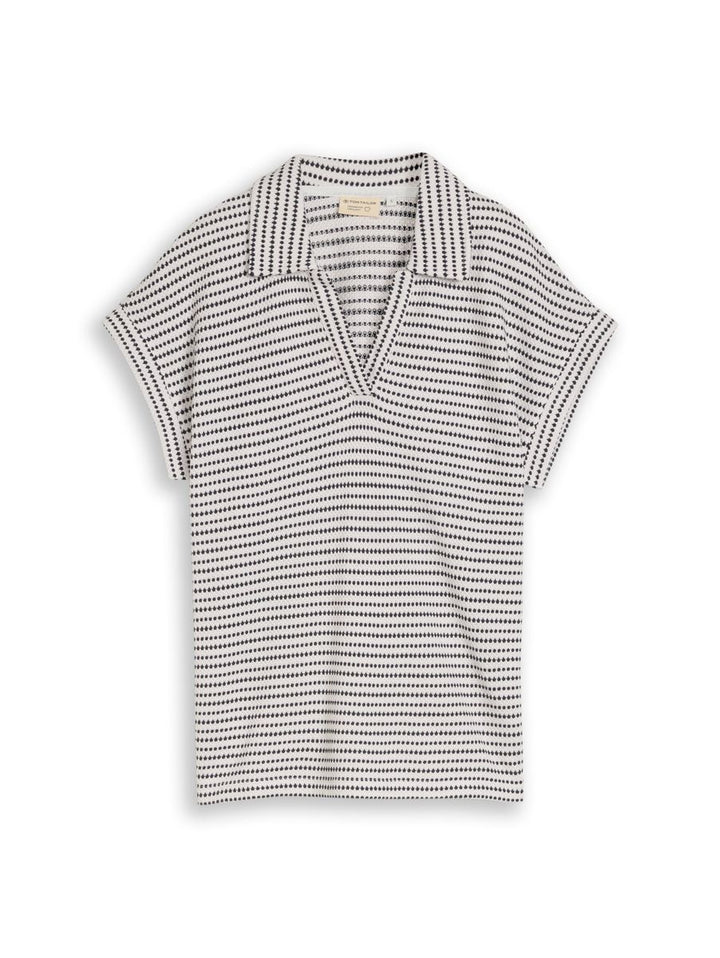 Loose Fit Jacquard T-Shirt mit Polokragen