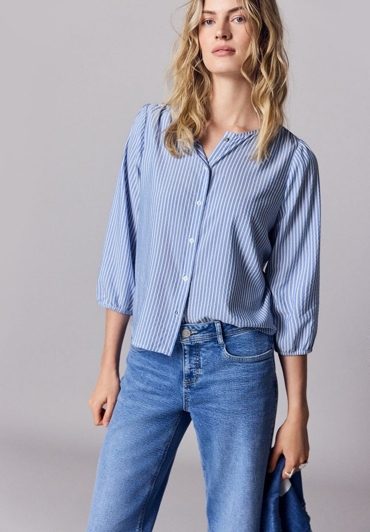 3/4-Arm Bluse in Seersuckerqualität