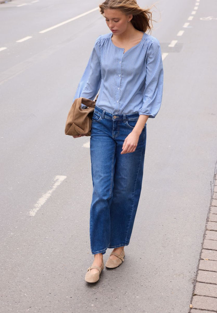 3/4-Arm Bluse in Seersuckerqualität