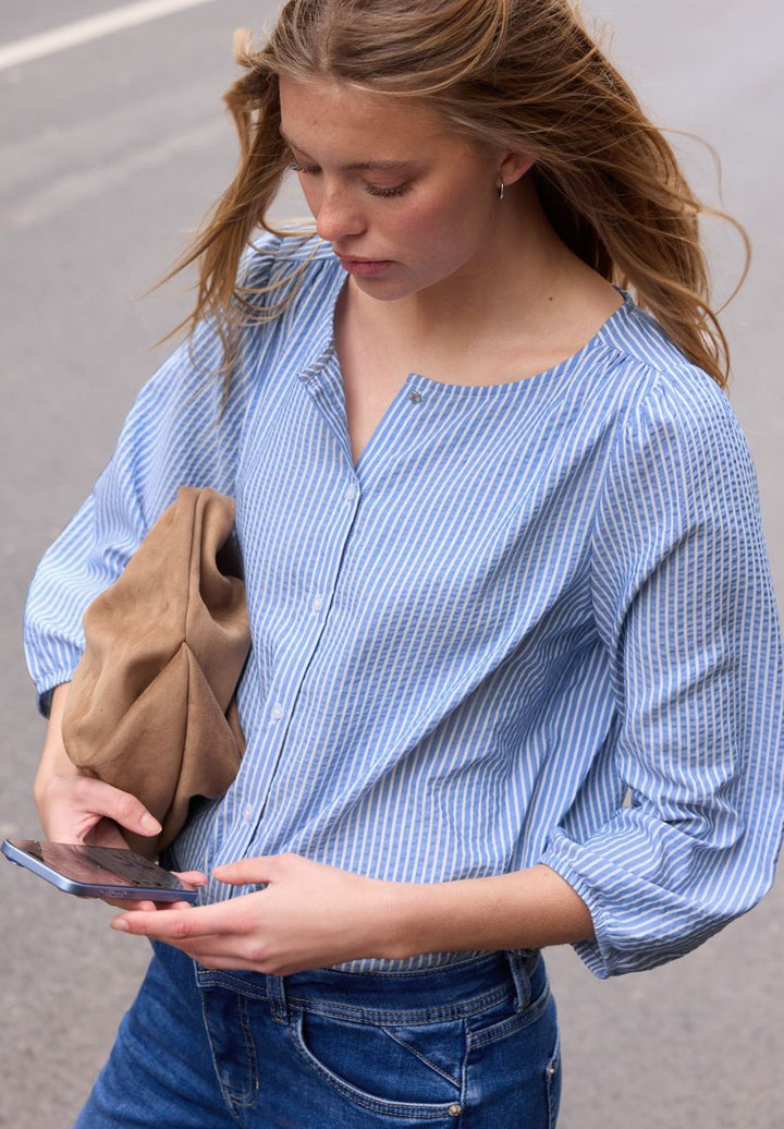3/4-Arm Bluse in Seersuckerqualität