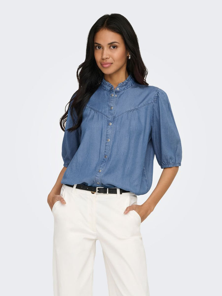 ONLCHARIS LIFE 2/4 FRILL SHIRT WVN CC