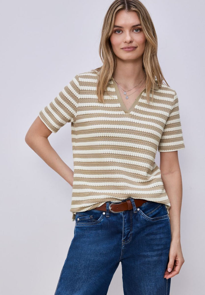 Kurzarm Poloshirt mit Streifen