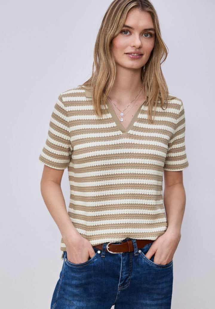 Kurzarm Poloshirt mit Streifen