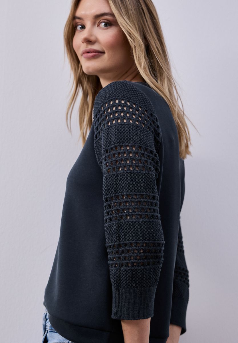 Shirt mit Lochmuster-Ärmeln