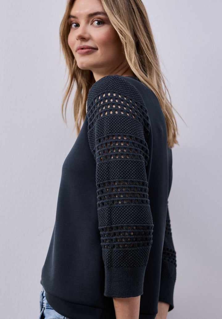 Shirt mit Lochmuster-Ärmeln