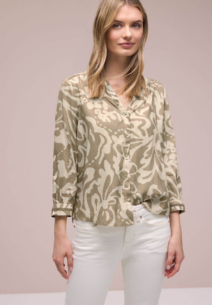 3/4-Arm Bluse mit Tapedetails
