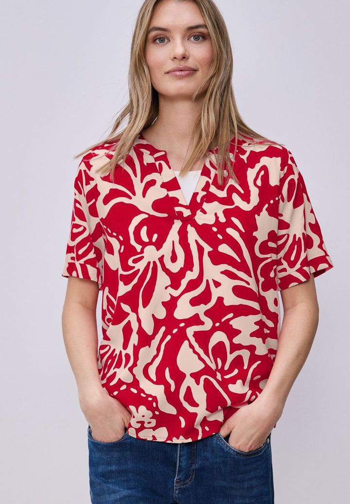 Kurzarm Bluse mit floralem Muster
