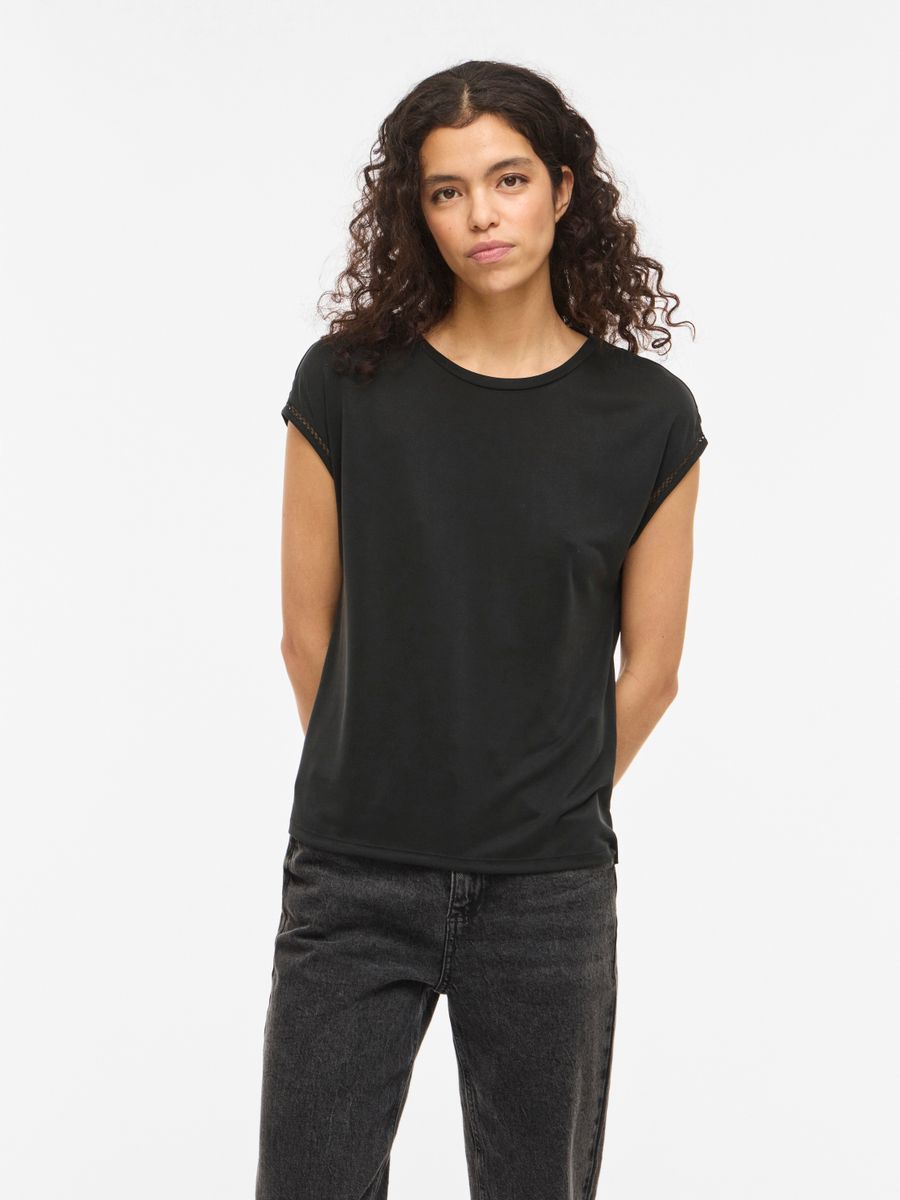 VIMODALA C/S O-NECK DETAIL TOP - NOOS