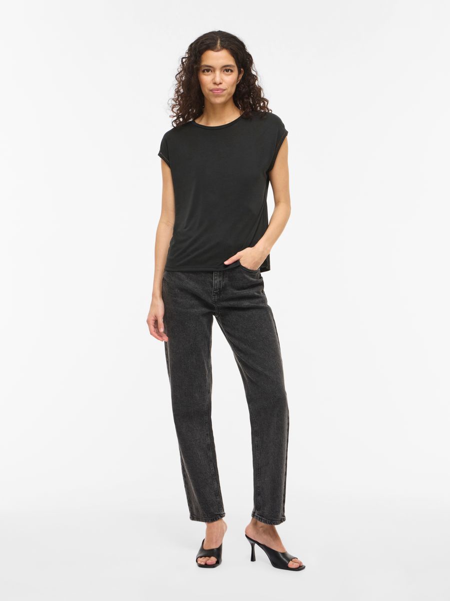 VIMODALA C/S O-NECK DETAIL TOP - NOOS