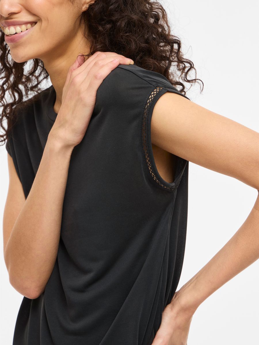 VIMODALA C/S O-NECK DETAIL TOP - NOOS