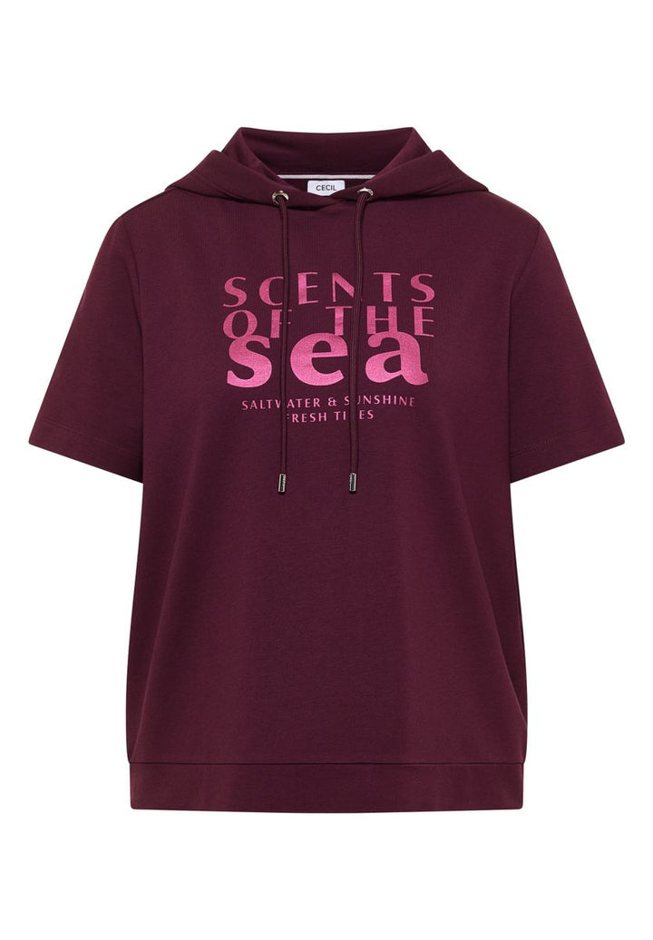 Kurzarm Shirt mit Kapuze und Wording