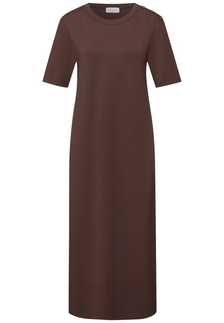 Midi-Kleid mit Rundhals und Knopfdetail