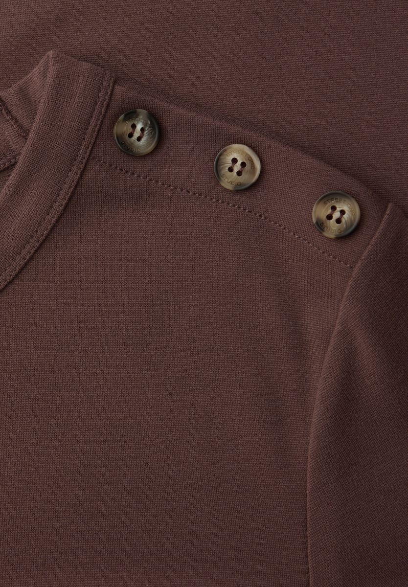 Midi-Kleid mit Rundhals und Knopfdetail