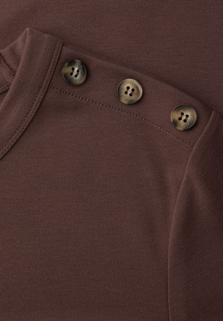 Midi-Kleid mit Rundhals und Knopfdetail