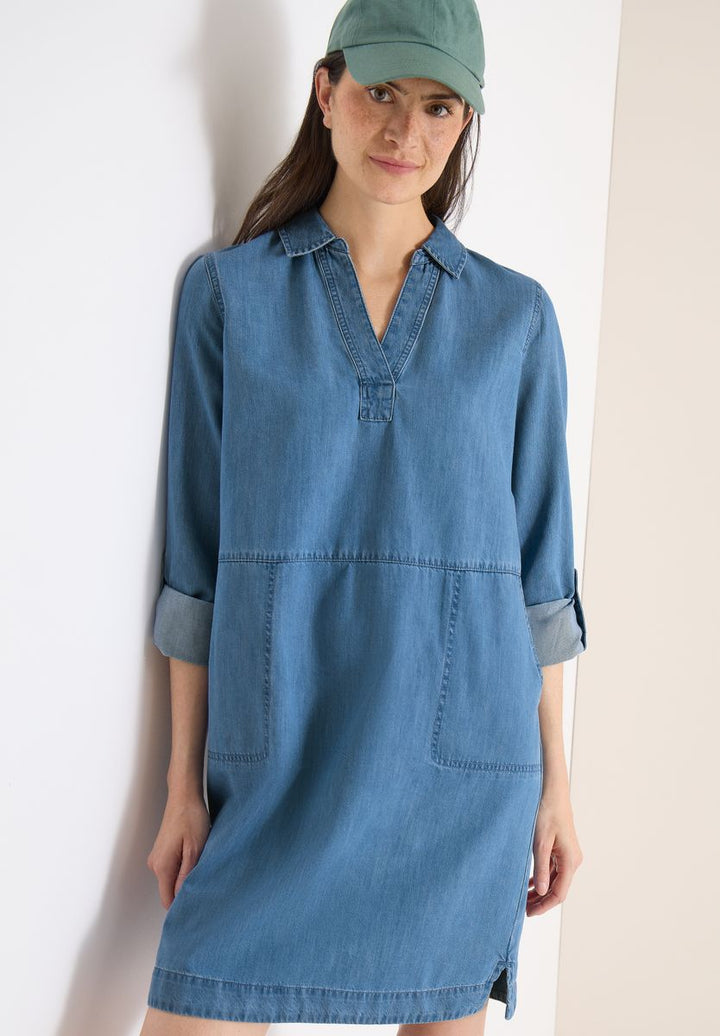 Knielanges Kleid im Denim-Look