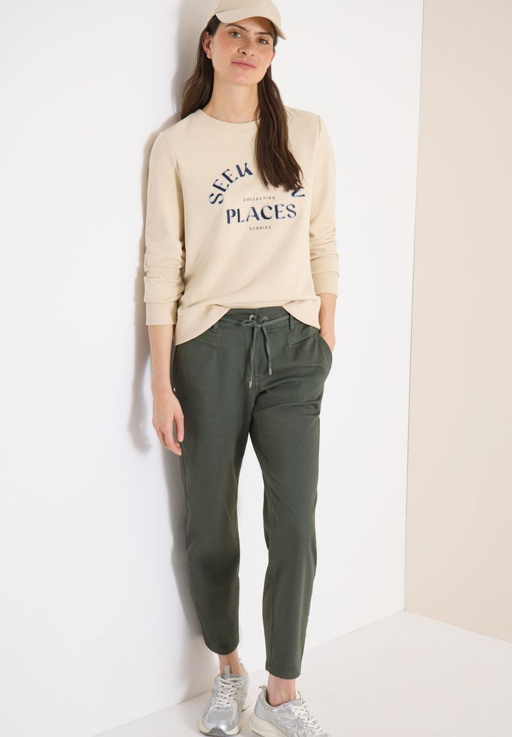 Mid Waist Slim Leg Hose im Loose Fit
