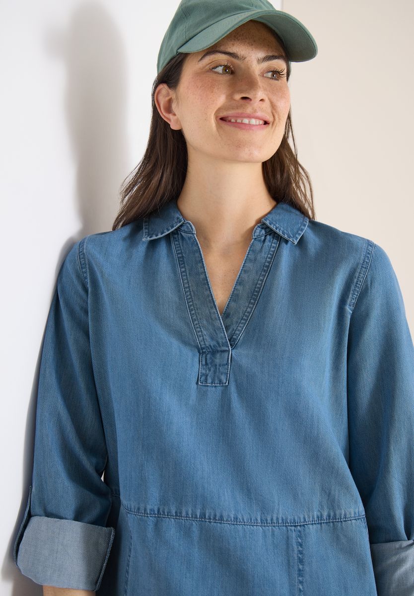 Knielanges Kleid im Denim-Look