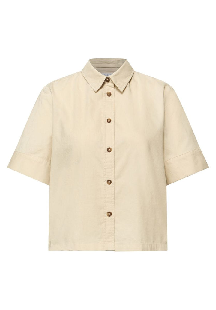 Kurzarm Bluse in Cord-Qualität