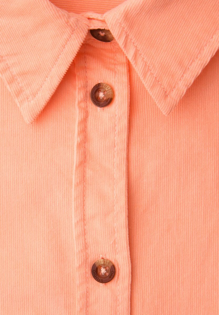 Kurzarm Bluse in Cord-Qualität