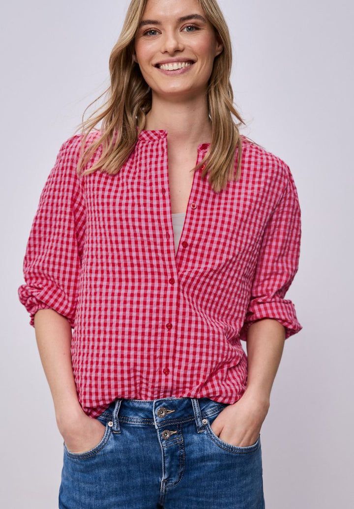Bluse mit Rundhals und Karomuster