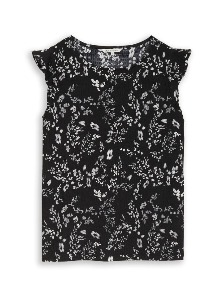 Loose Fit Crinkle Top mit Volants