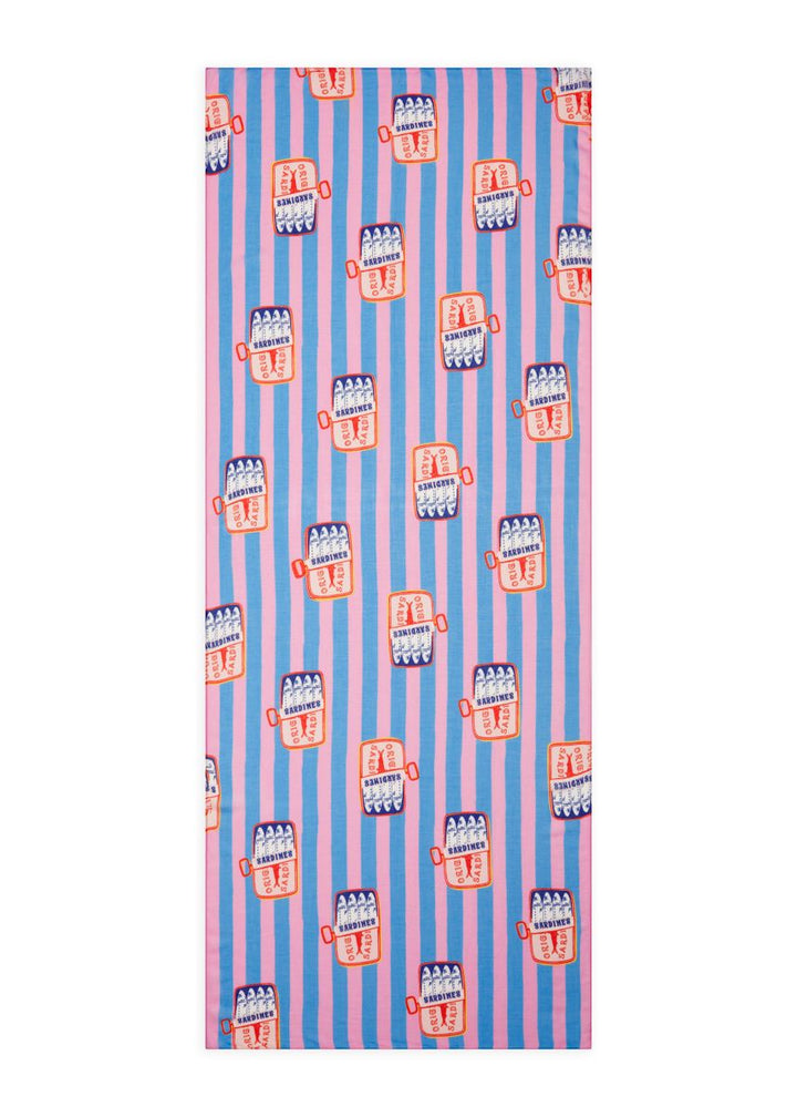 Feiner Schal aus Modalmischung mit Streifenmuster und Sardinen-Motiven