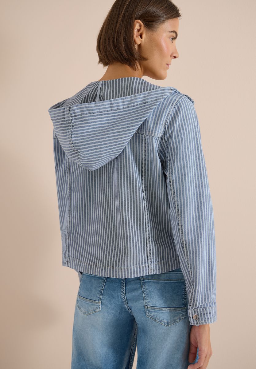 Overshirt mit Kapuze und Streifen