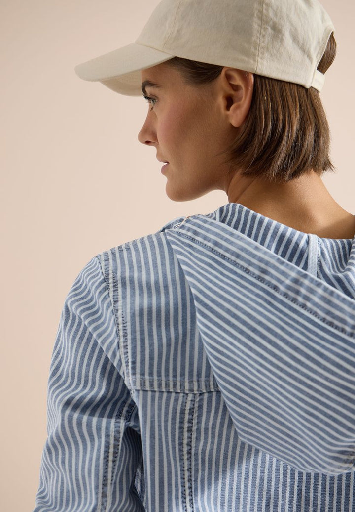 Overshirt mit Kapuze und Streifen