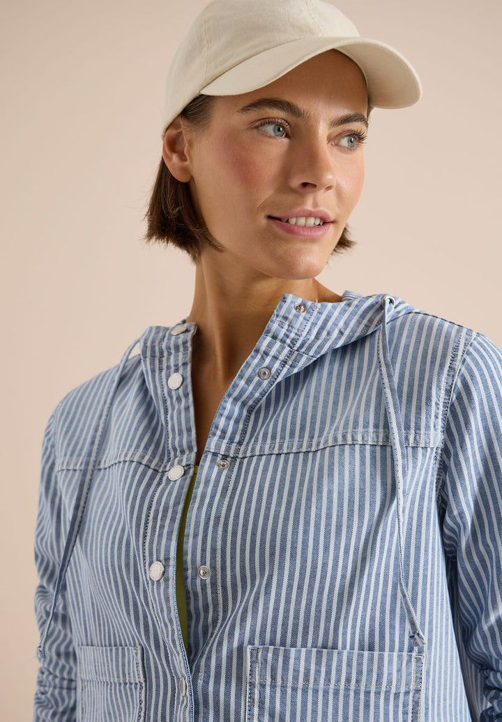 Overshirt mit Kapuze und Streifen