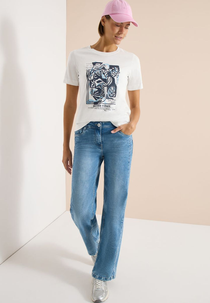 Shirt mit Rundhals und maritimem Print